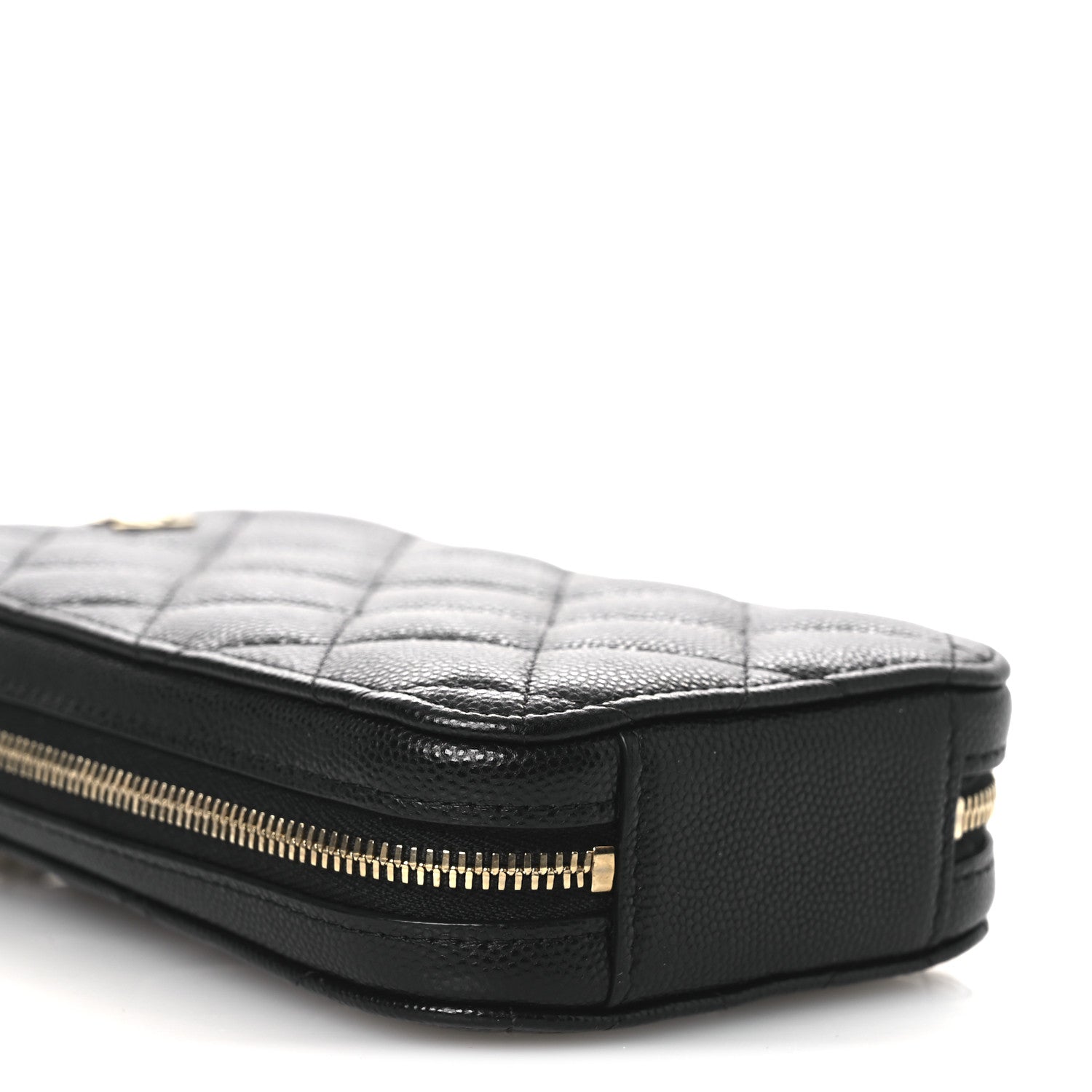 Chanel Caviar Quilted Phone Holder Wallet On Chain WOC Black