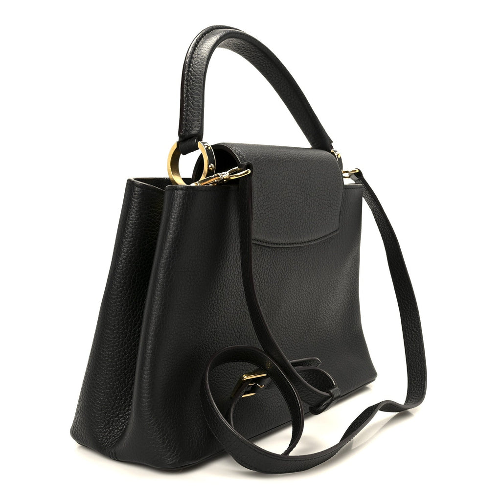 Louis Vuitton Taurillon Capucines PM Black Fuchsia