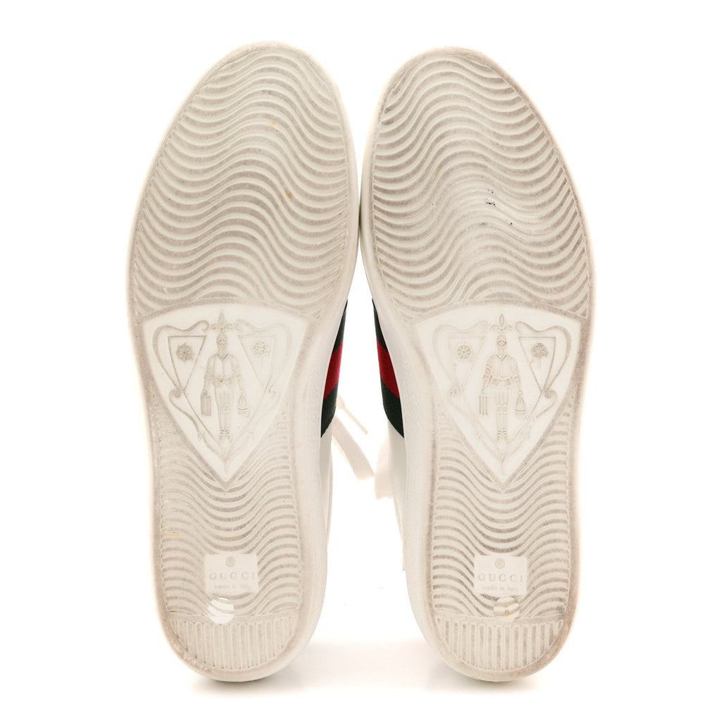 Gucci Calfskin Crocodile Web Mens Ace Sneakers 8 White Green