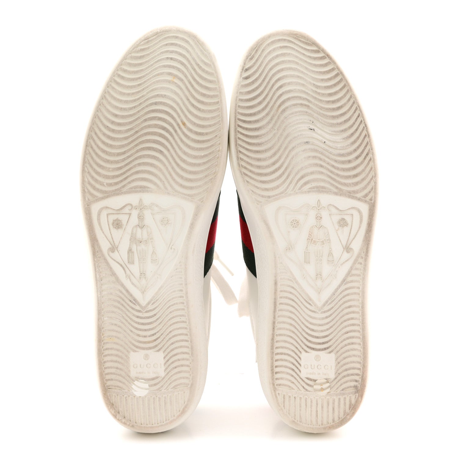 Gucci Calfskin Crocodile Web Mens Ace Sneakers 8 White Green
