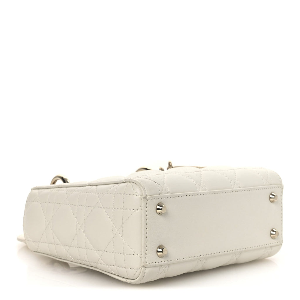 Christian Dior Lambskin Cannage Mini Lady Dior White