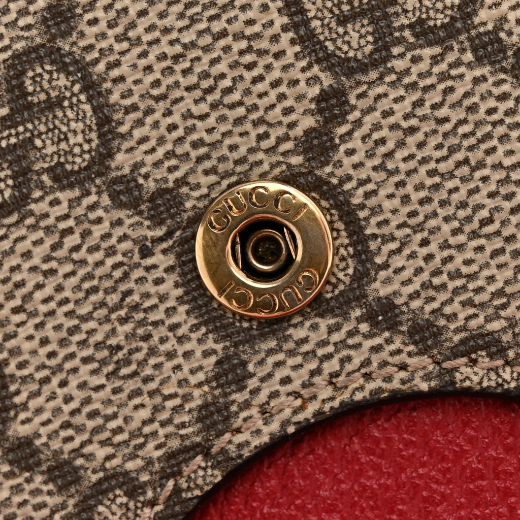 Gucci GG Supreme Monogram Web Queen Margaret Chain Wallet Red