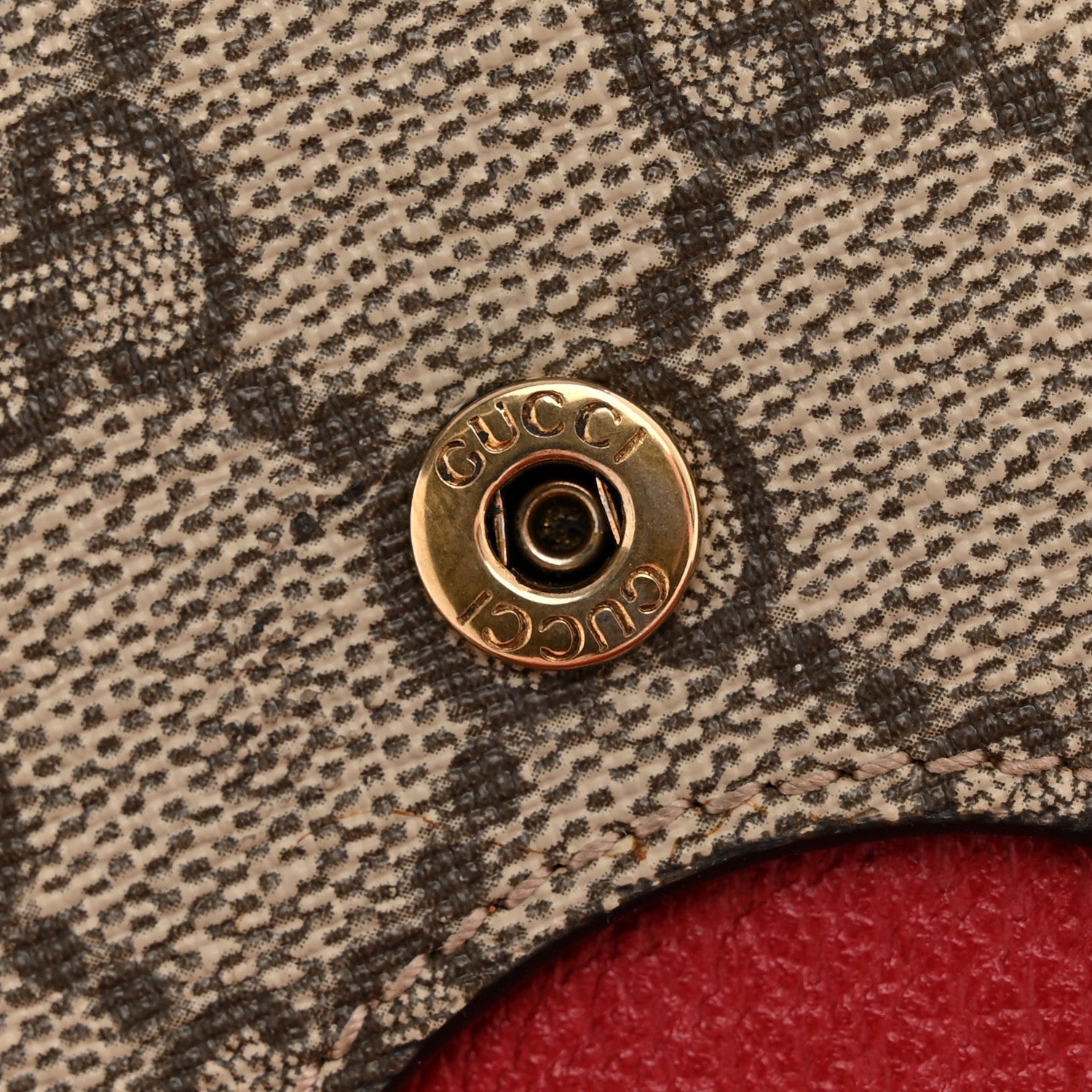 Gucci GG Supreme Monogram Web Queen Margaret Chain Wallet Red