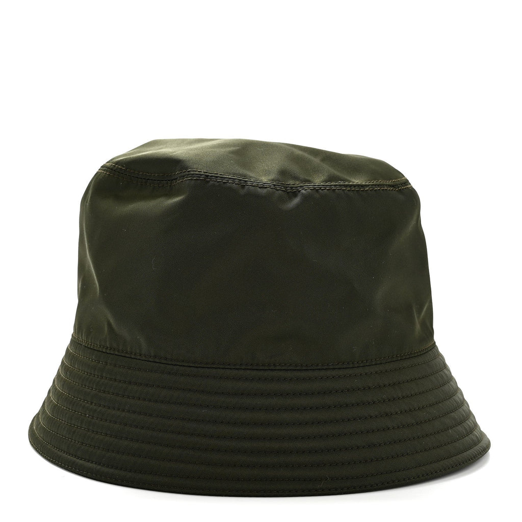 Prada Re-Nylon Metal Triangle Logo Mens Bucket Hat S Tundra