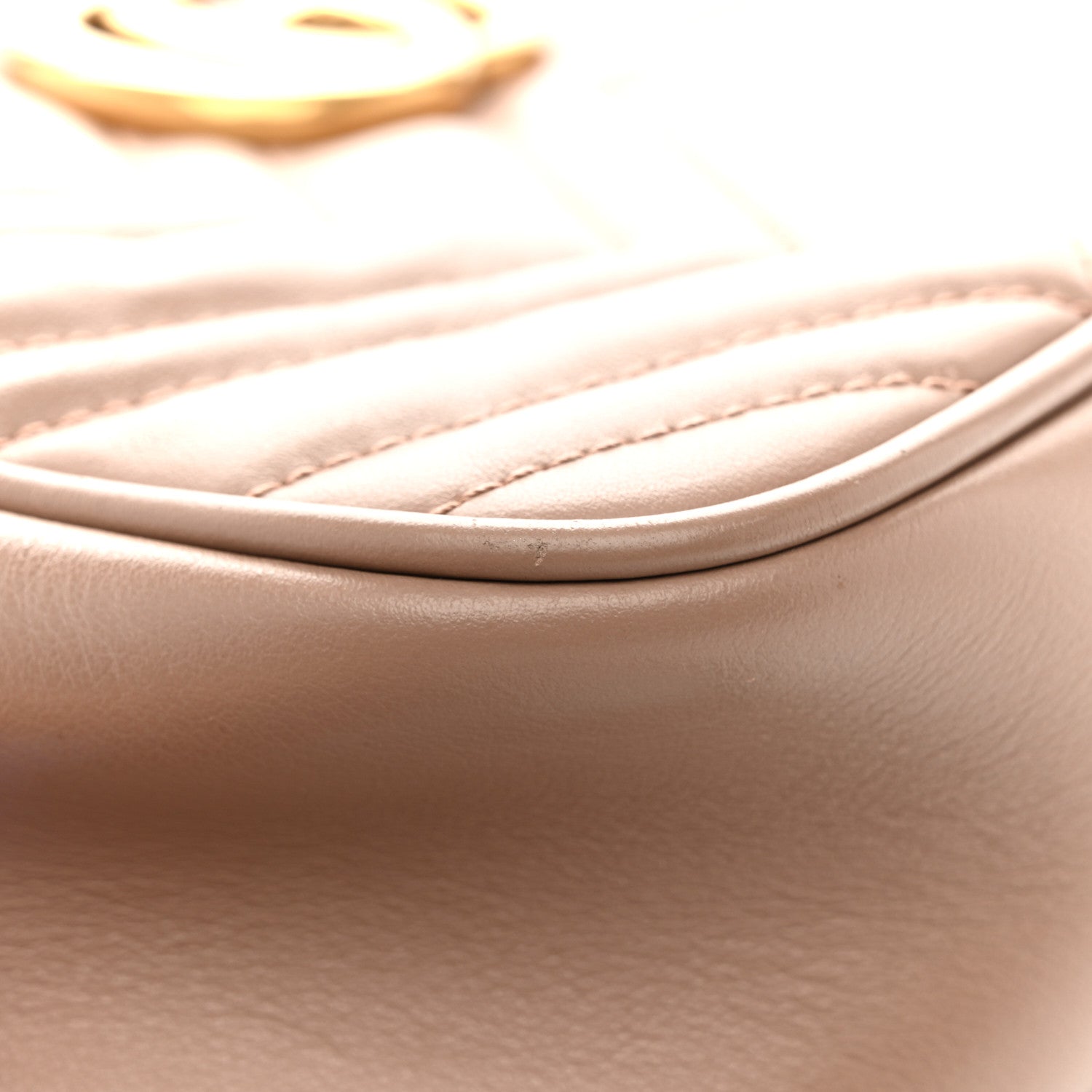Gucci Calfskin Matelasse Small GG Marmont Chain Shoulder Bag Porcelain Rose