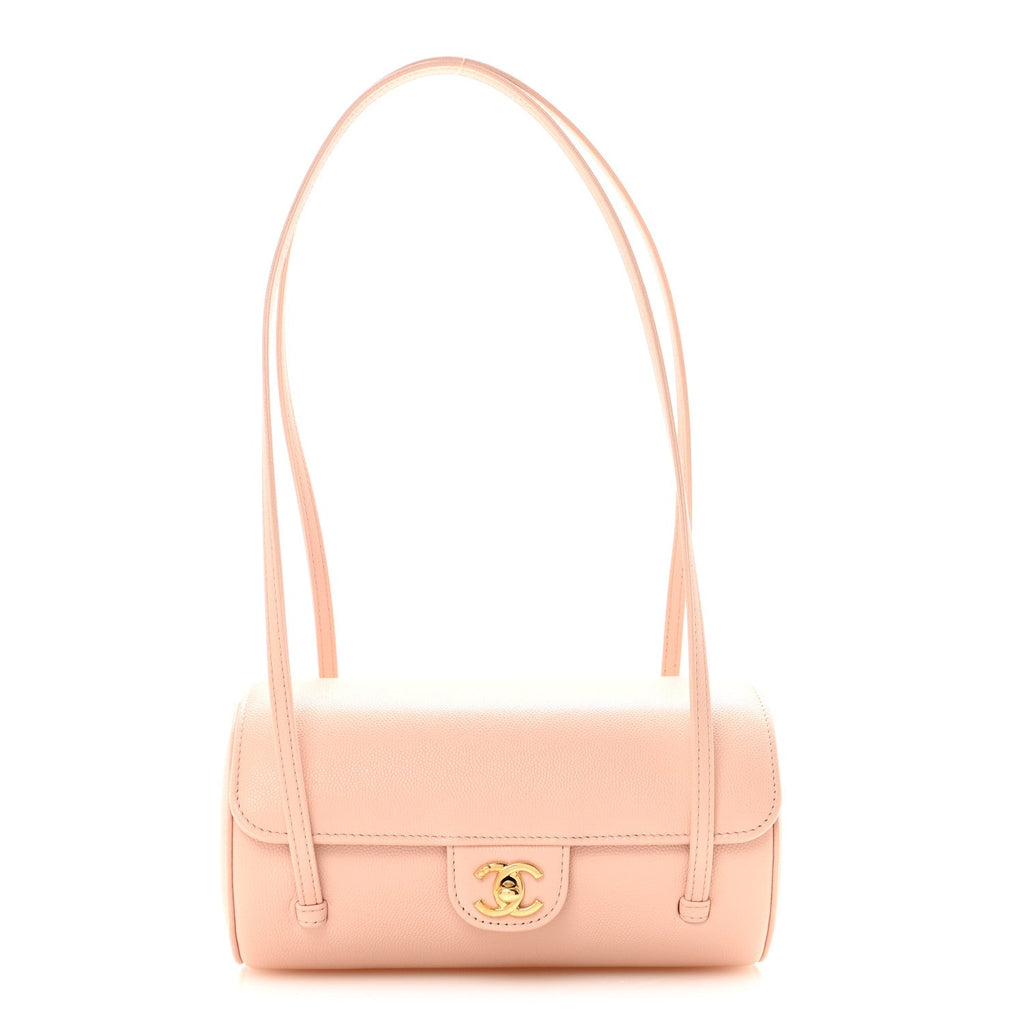 Chanel Shiny Caviar Preppy Coco Small Bowling Bag Light Pink