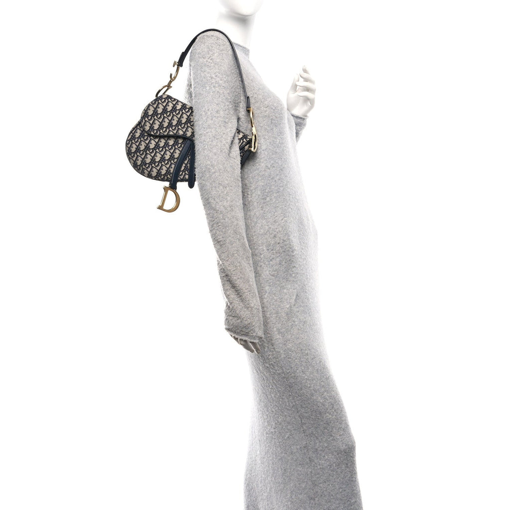 Christian Dior Oblique Saddle Bag Blue