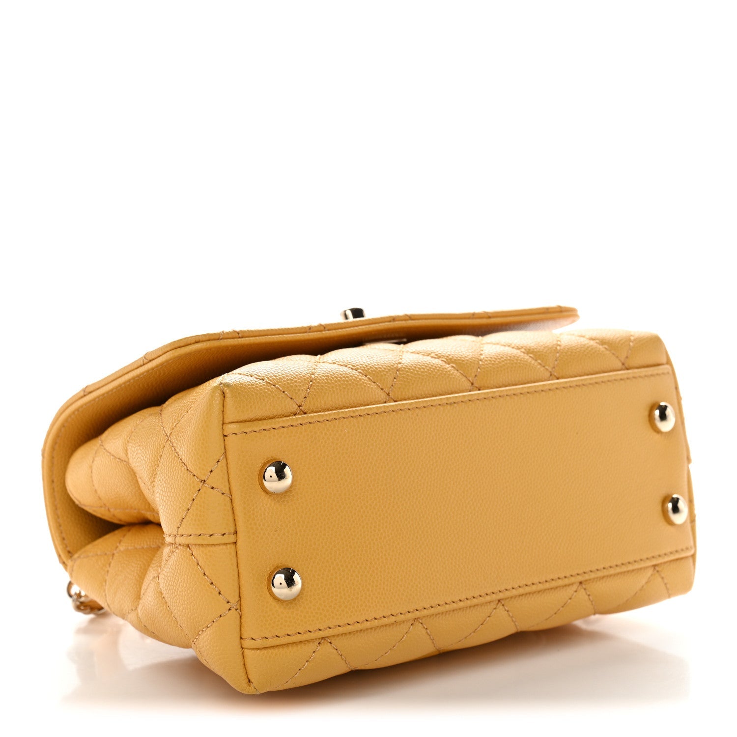 Chanel Caviar Lizard Embossed Quilted Extra Mini Coco Handle Flap Yellow
