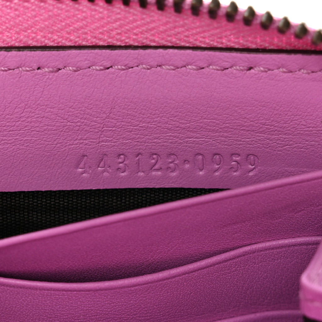 Gucci Calfskin Matelasse GG Marmont Zip Around Wallet Pink