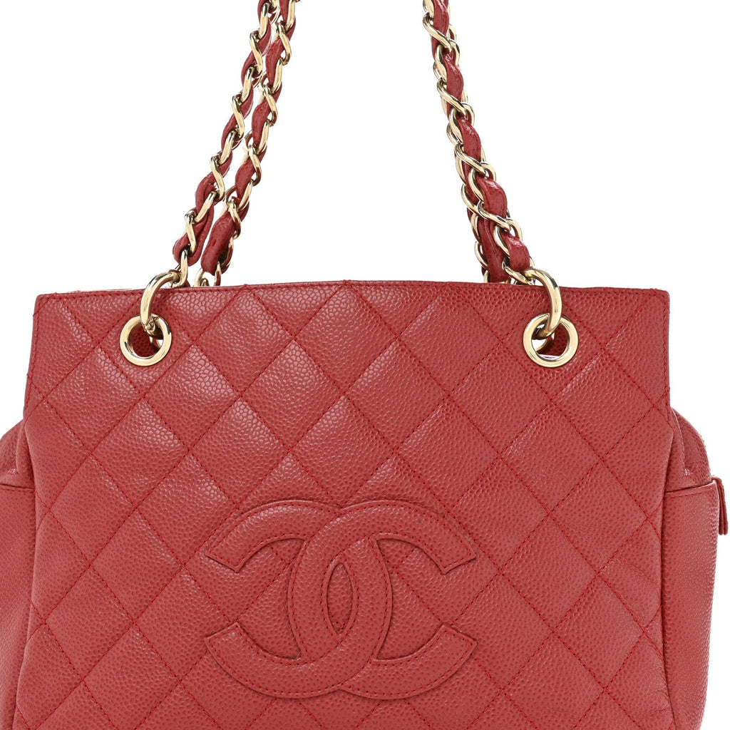 Chanel Caviar Quilted Petit Timeless Shopping Tote PTT Red