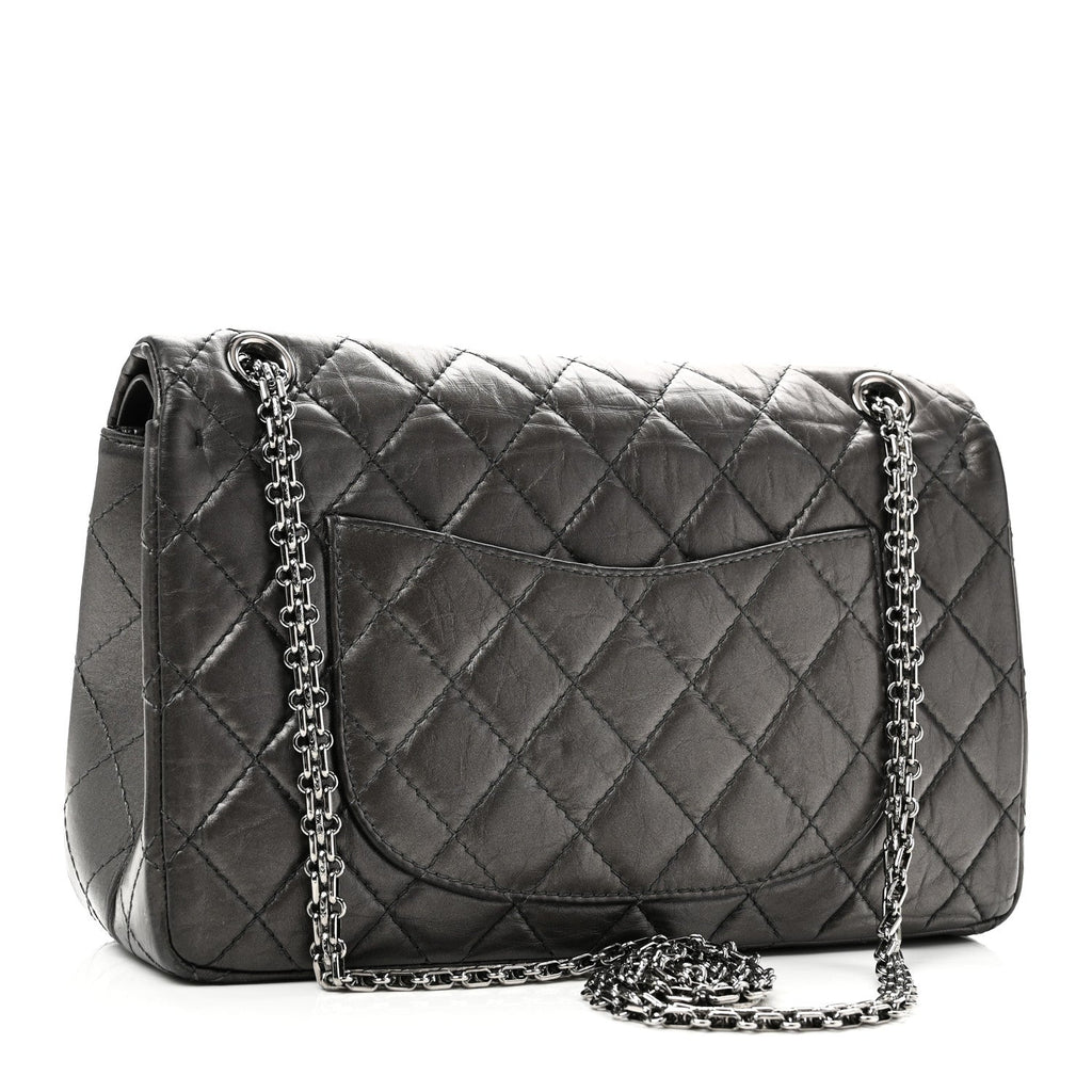 Chanel Metallic Aged Calfskin Quilted 2.55 Reissue 226 Flap Dark Grey
