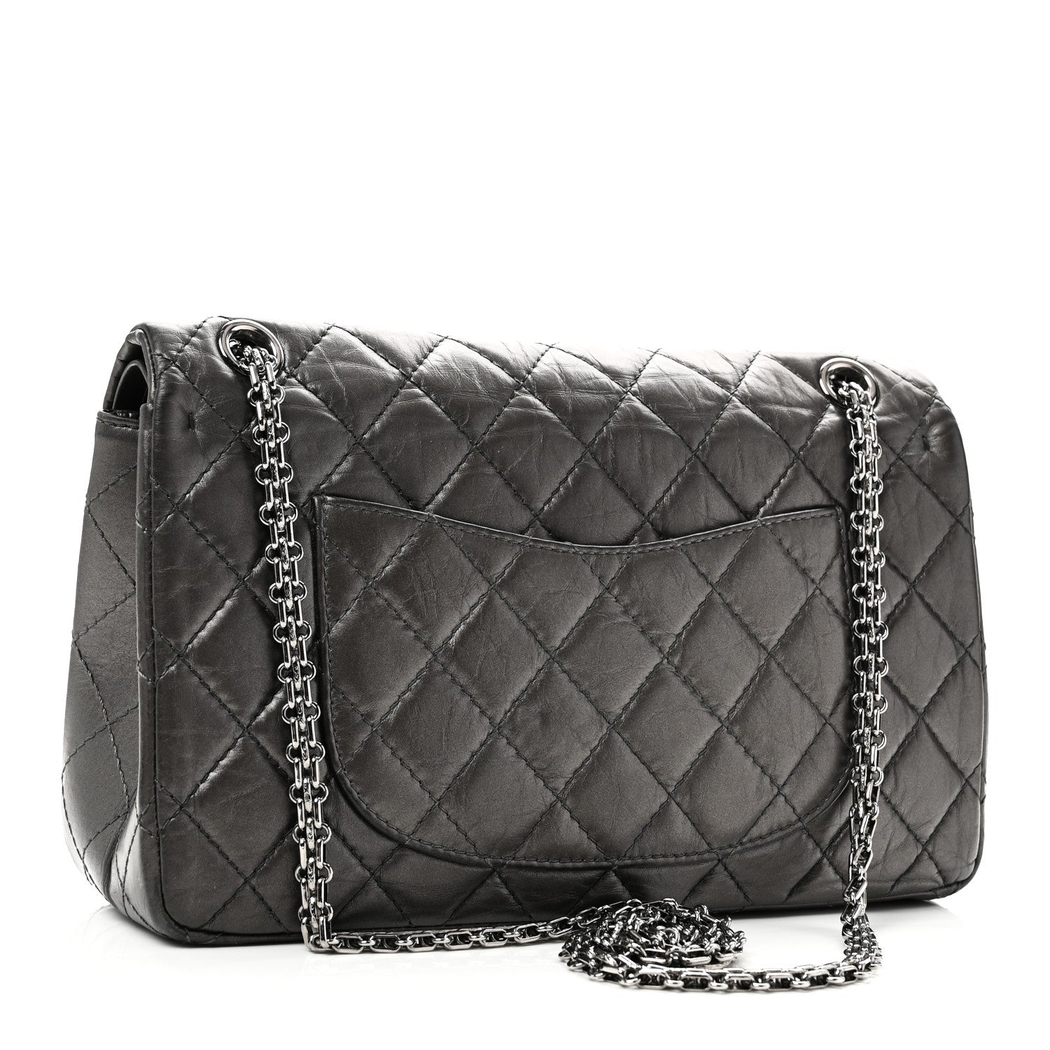 Chanel Metallic Aged Calfskin Quilted 2.55 Reissue 226 Flap Dark Grey
