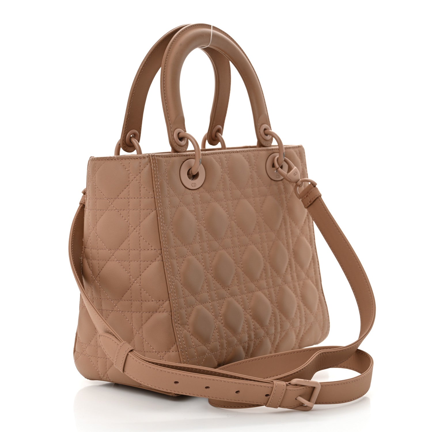 Christian Dior Ultra Matte Calfskin Cannage Medium Lady Dior Beige