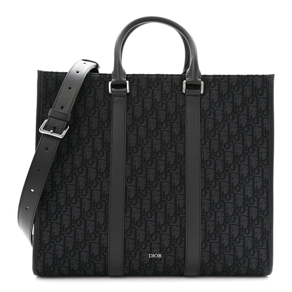 Christian Dior Oblique Grained Calfskin East West Tote Black