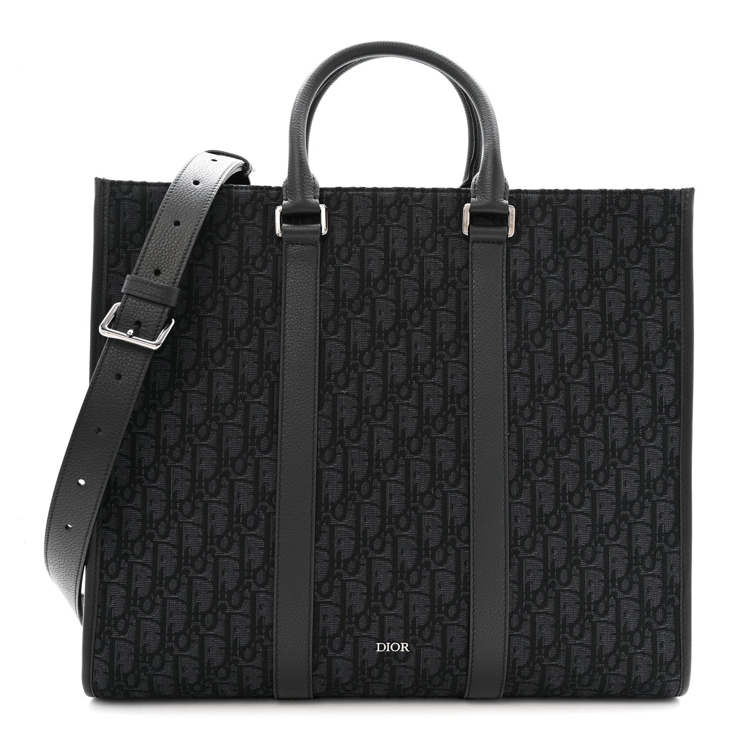 Christian Dior Oblique Grained Calfskin East West Tote Black
