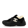 Mesh Suede Grained Calfskin Womens CC Sneakers 36.5 Black White