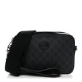 Gucci GG Supreme Monogram Azalea Calfskin Retro Interlocking G Wristlet Shoulder Bag Black