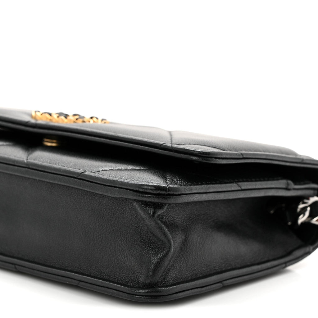 Chanel Lambskin Quilted Chanel 19 Wallet On Chain WOC Black