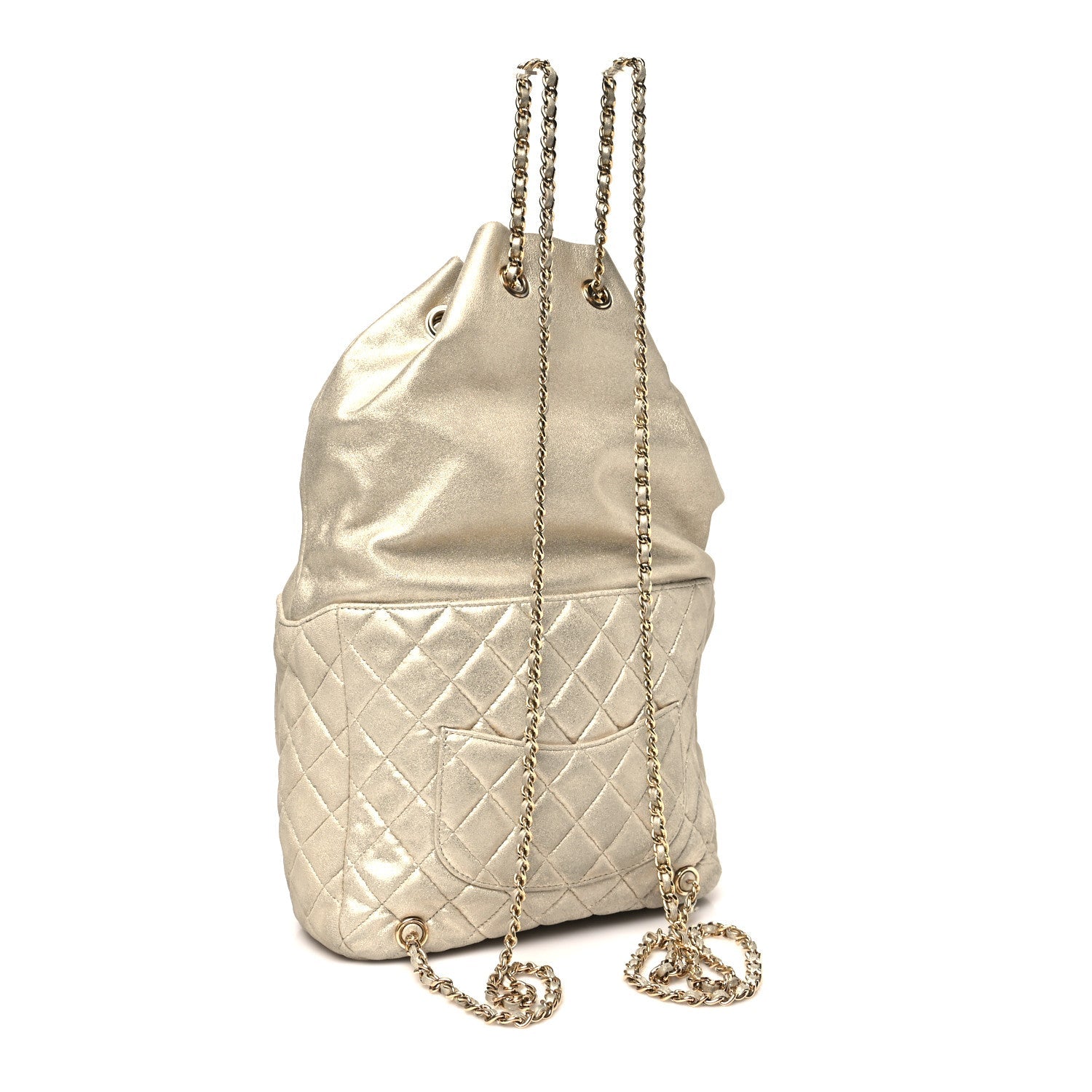 Chanel Metallic Lambskin Quilted Small In Seoul Backpack Light Gold