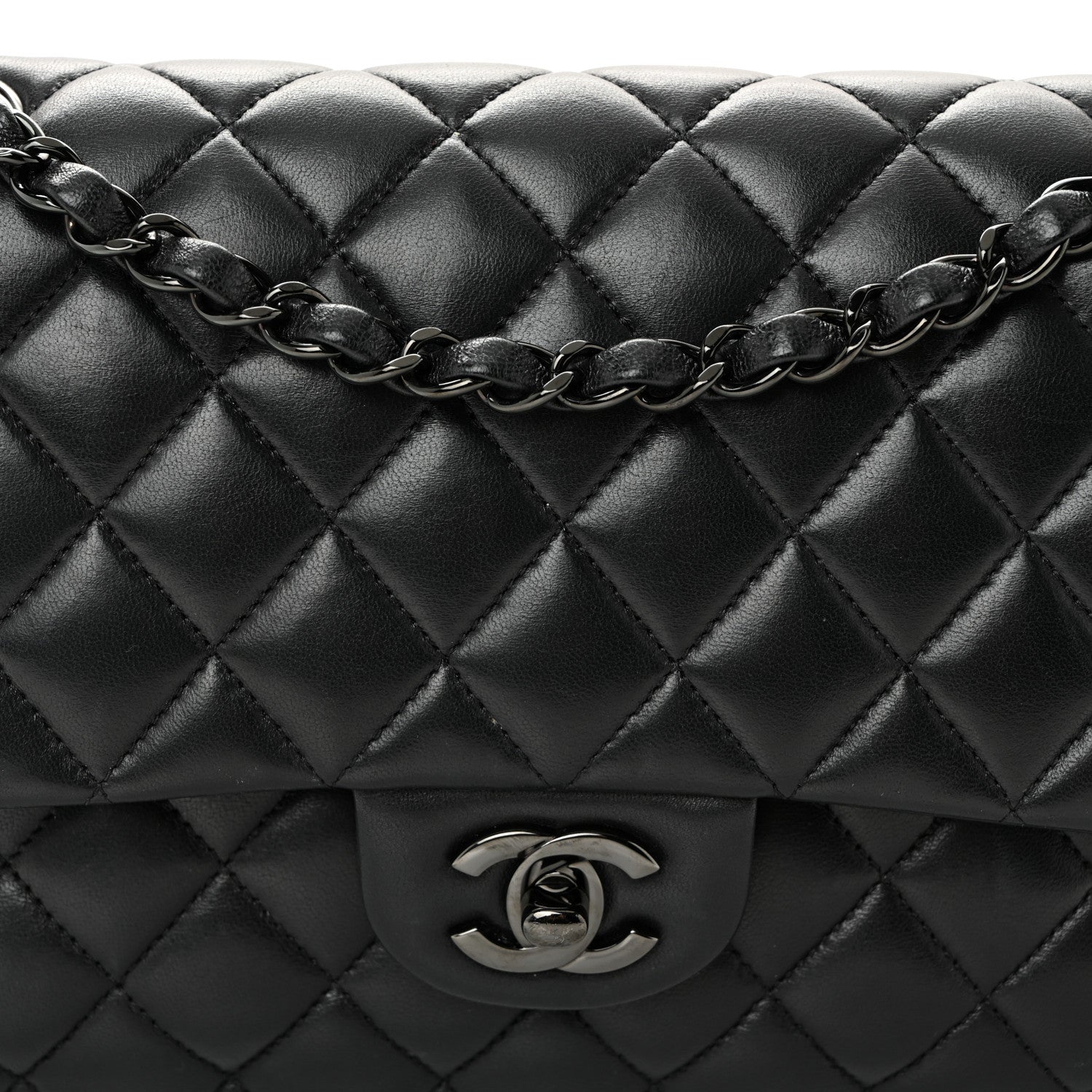 Chanel Lambskin Quilted Medium Double Flap So Black