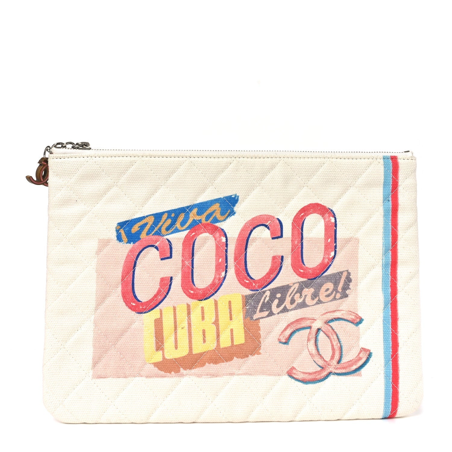 Canvas Medium Coco Cuba Cosmetic Case Yellow Turquoise