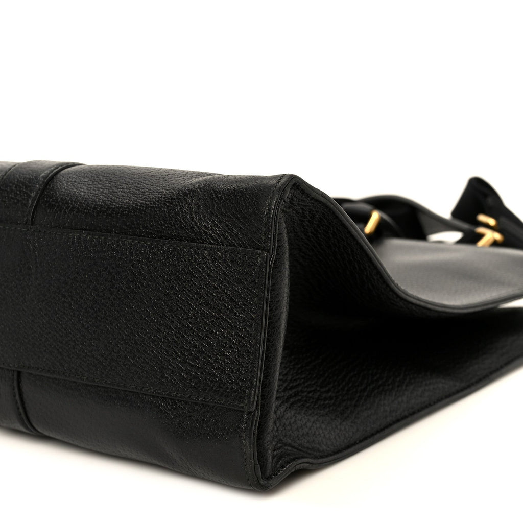 Gucci Grained Calfskin Web Top Handle Tote Black