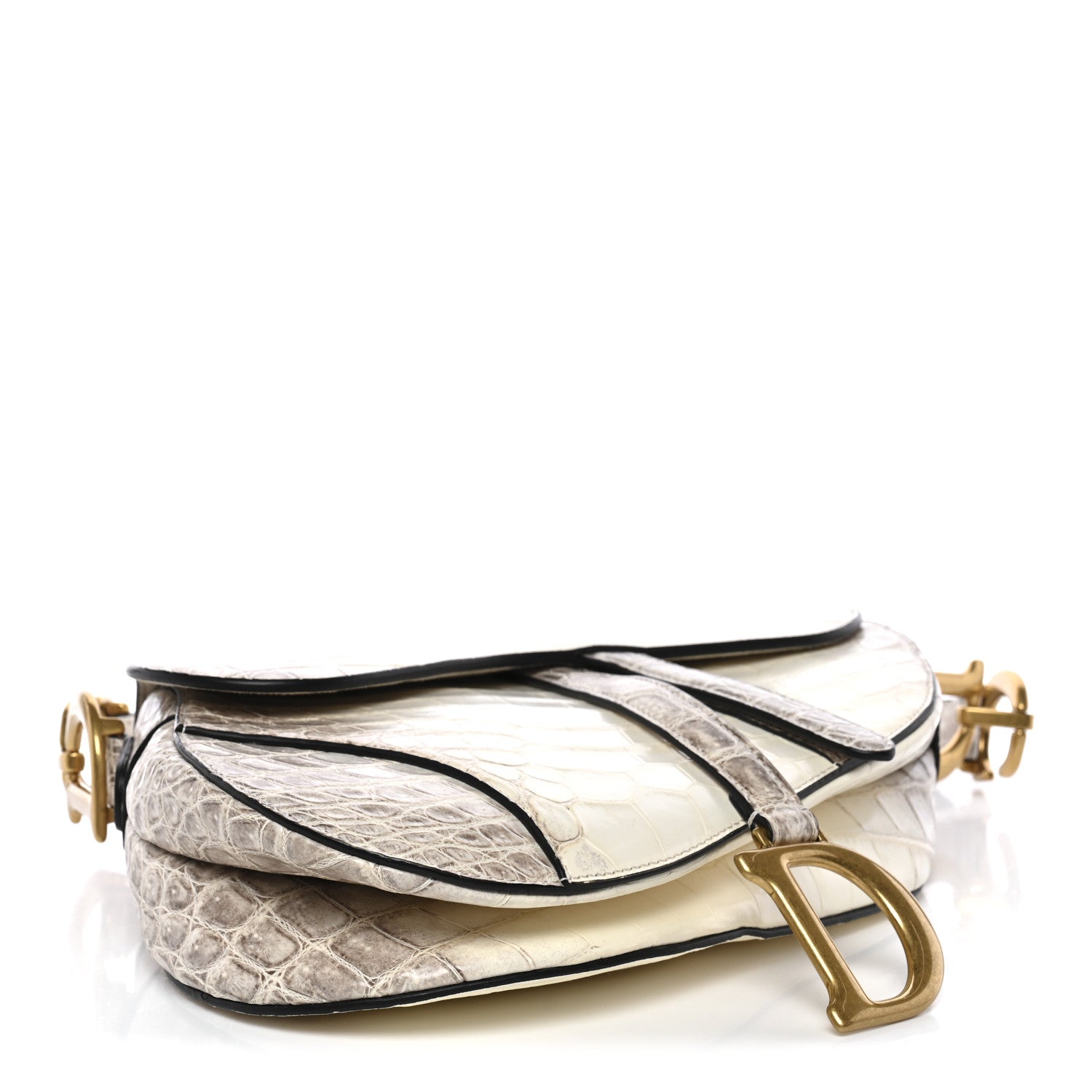 Christian Dior Niloticus Crocodile Himalaya Saddle Bag Latte