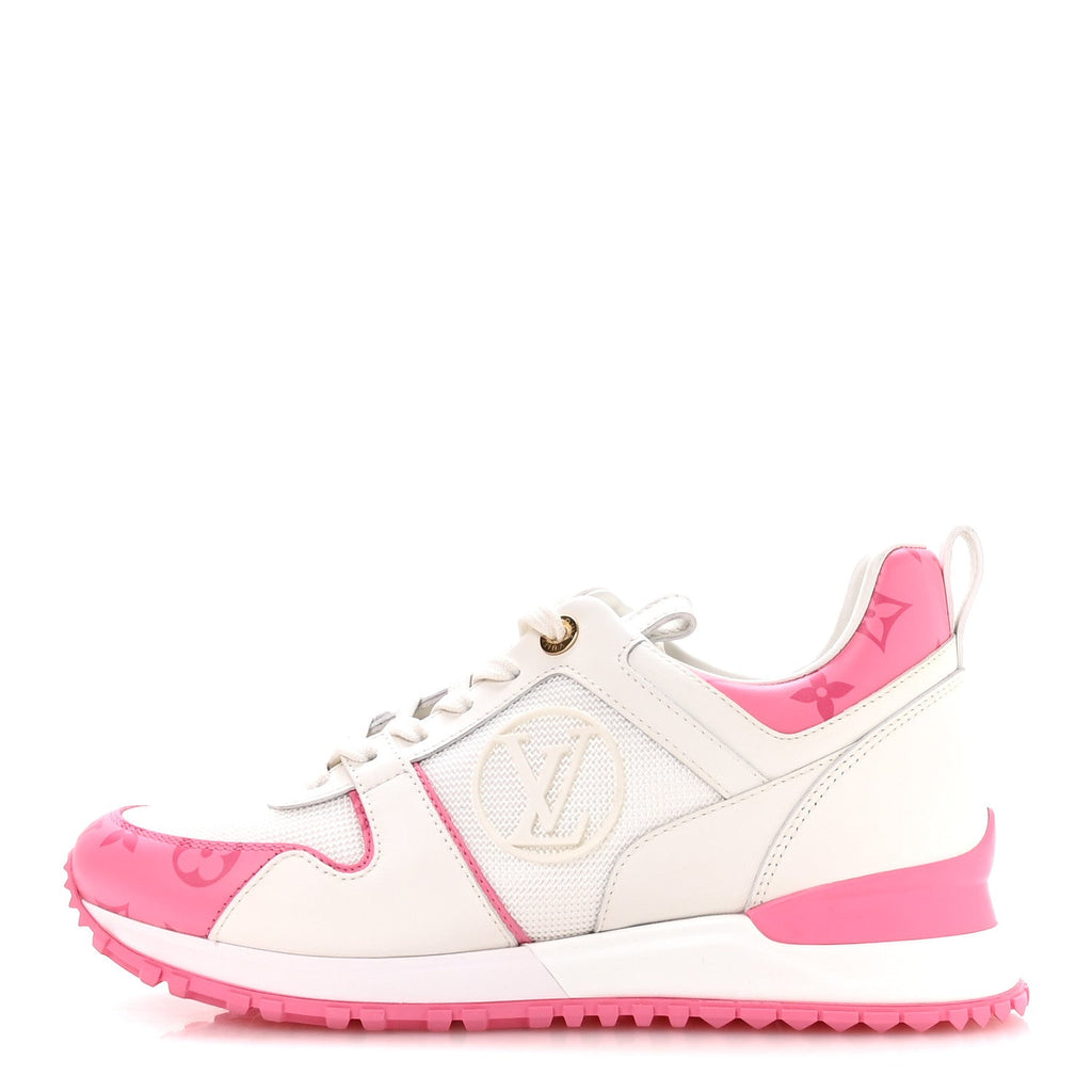 Louis Vuitton Calfskin Monogram Run Away Sneakers 37.5 White Pink
