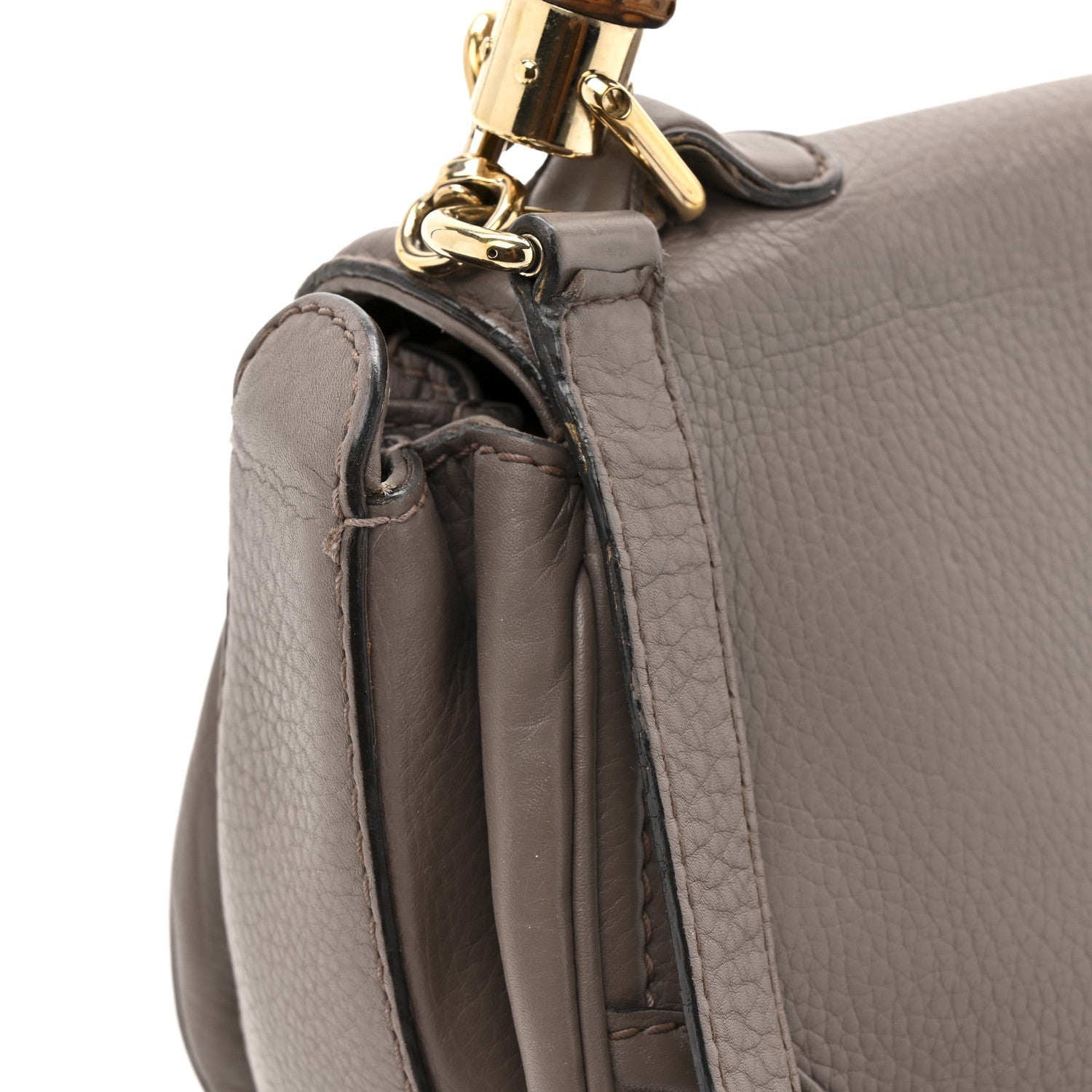 Gucci Calfskin Medium New Bamboo Top Handle Bag Mauve