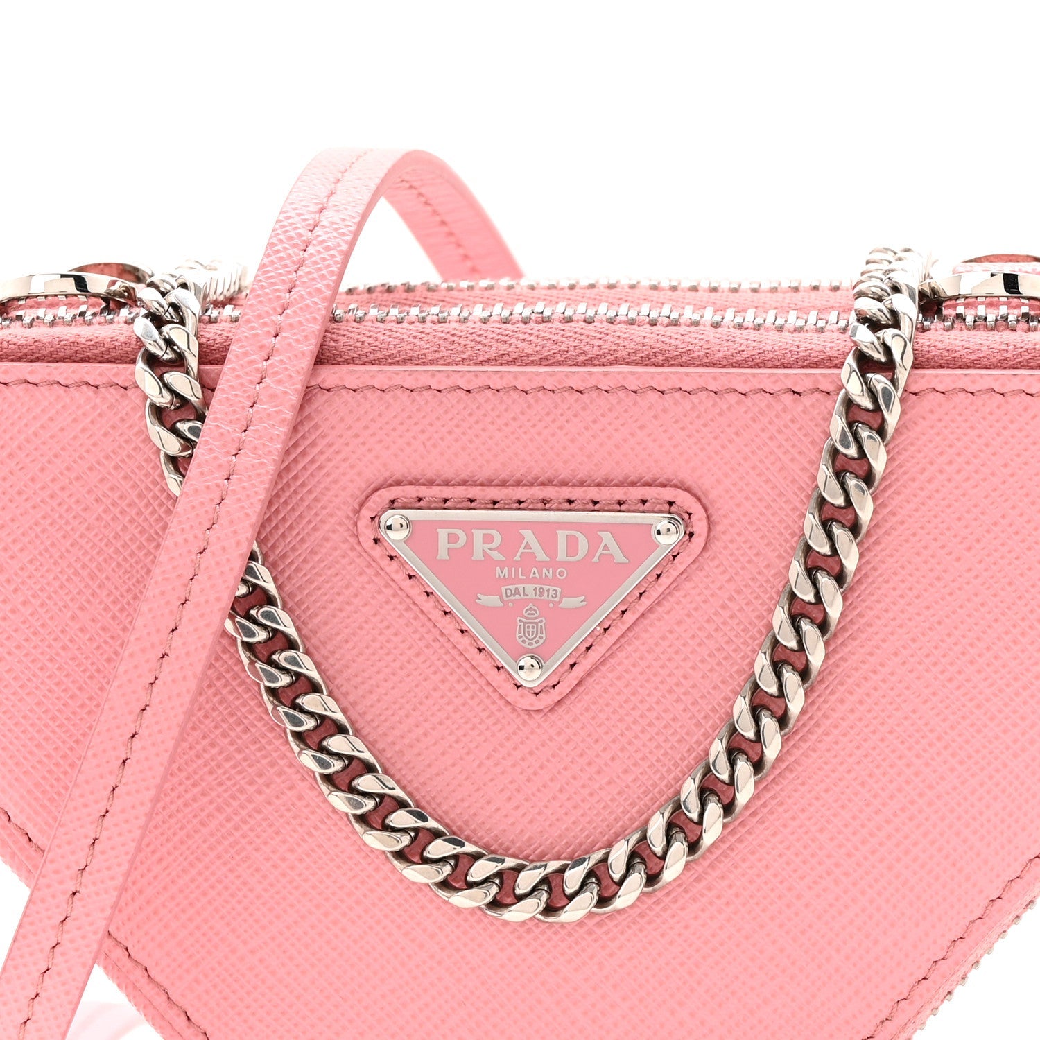 Prada Saffiano Mini Triangle Crossbody Pouch Petalo