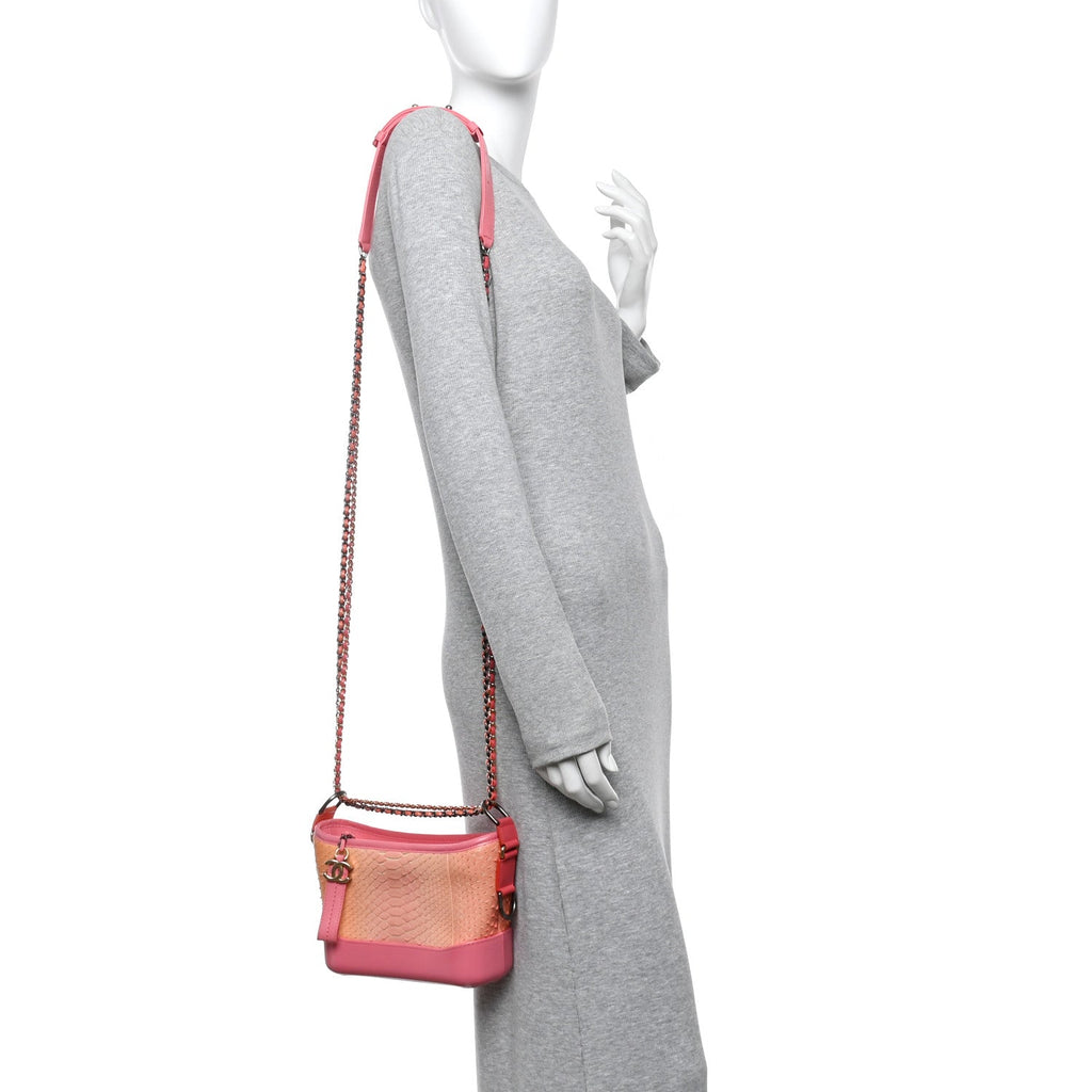 Chanel Snakeskin Small Gabrielle Hobo Pink