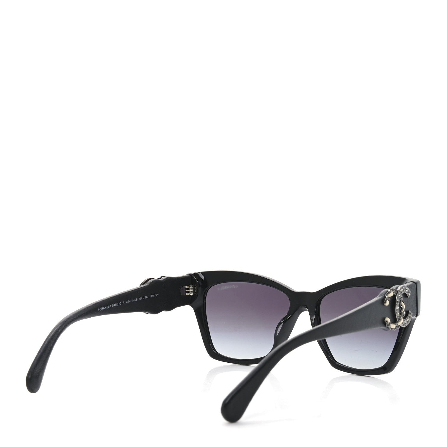 Acetate Square Cat Eye CC Sunglasses 5456-Q-A Black