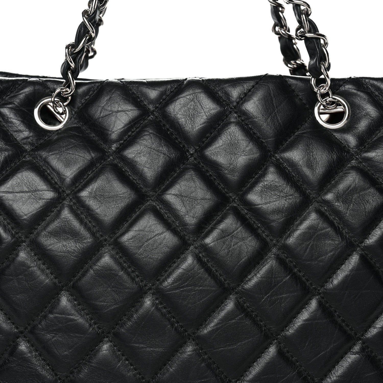 Chanel Aged Calfskin Quilted Large Cotton Club Tote Black