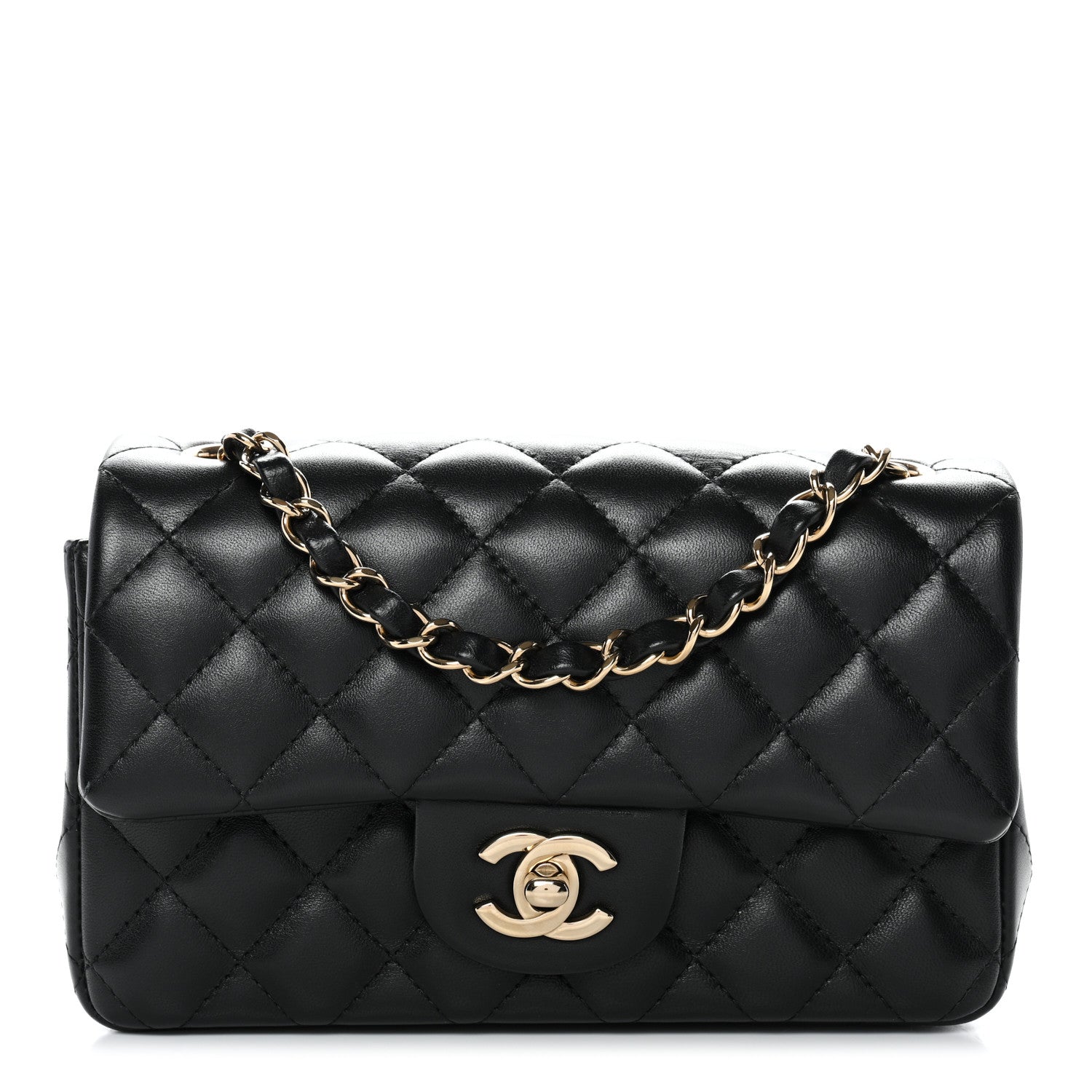Chanel Lambskin Quilted Mini Rectangular Flap Black