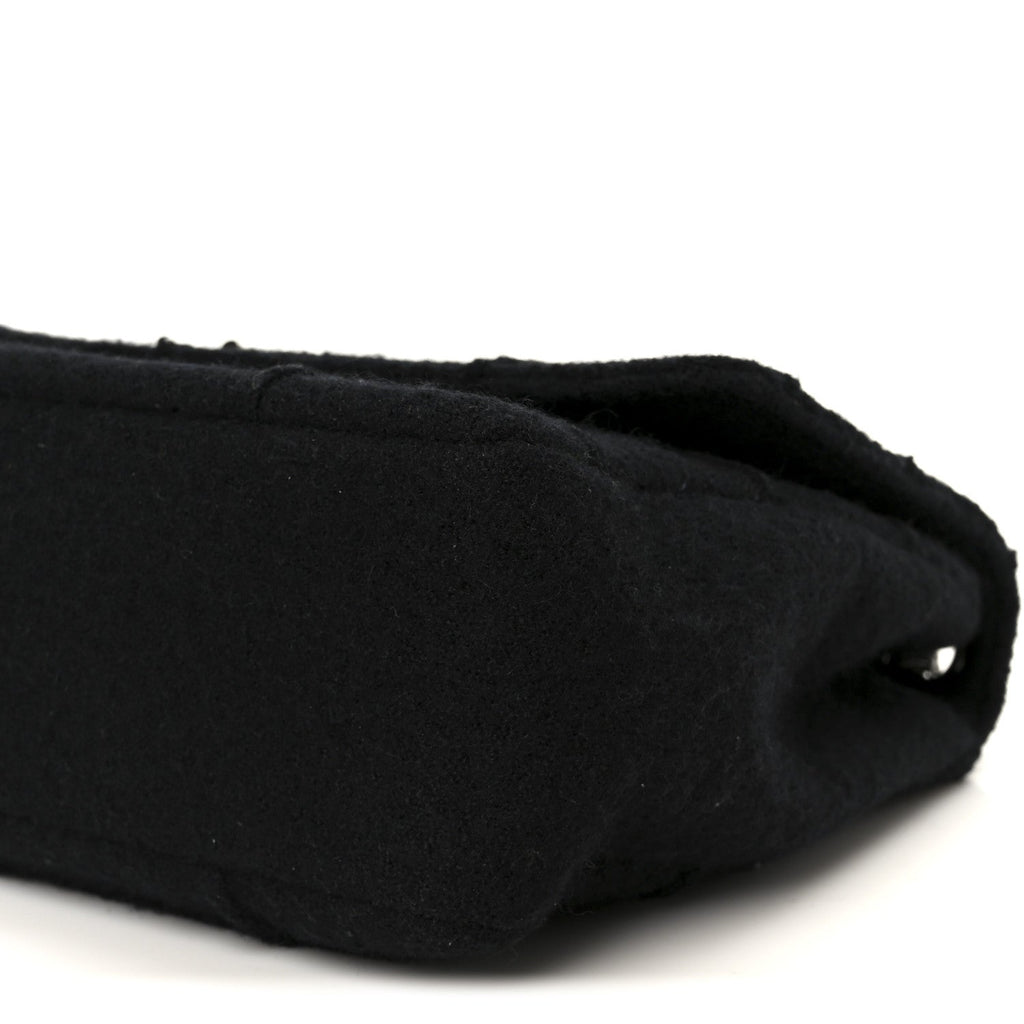 Chanel Wool Jumbo Chocolate Bar Mademoiselle Flap Black