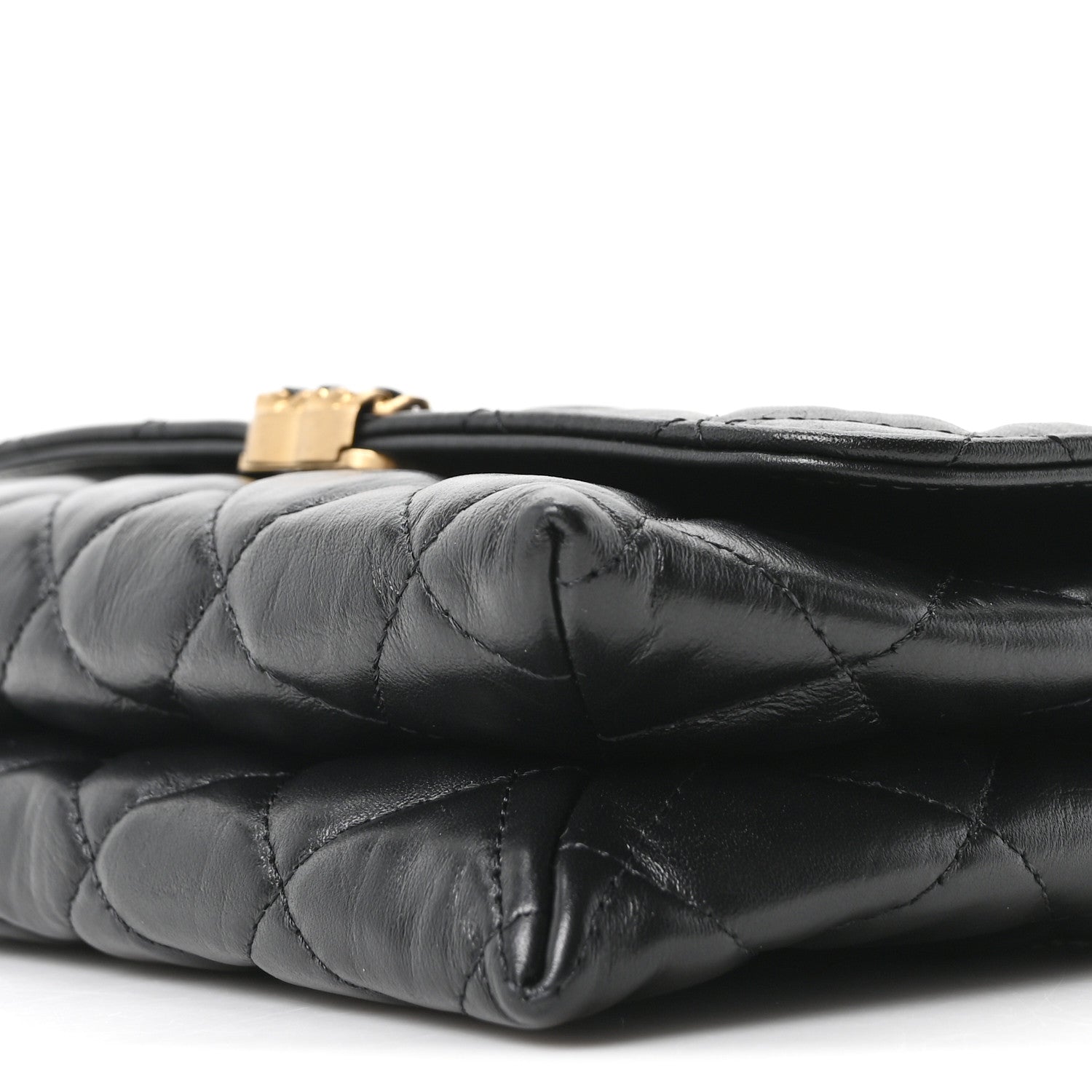 Chanel Lambskin Quilted Chanel 19 Chain Flap Wallet Black