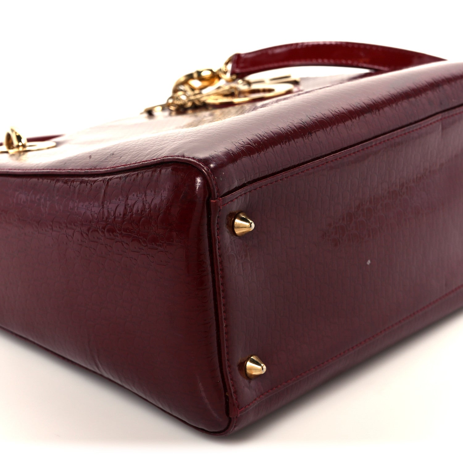 Christian Dior Patent Diorissimo Medium Lady Dior Burgundy Red