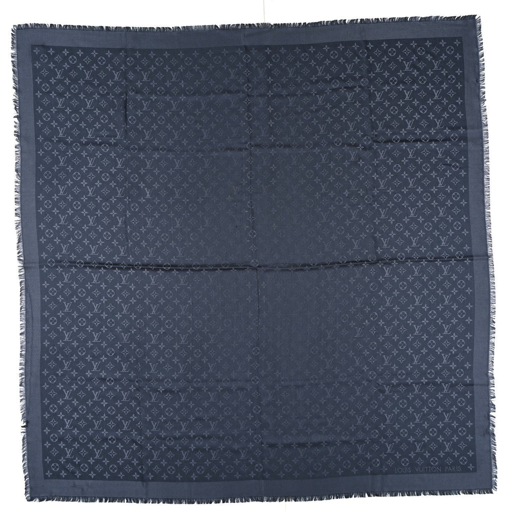 Louis Vuitton Silk Lurex Wool Monogram Shine Shawl Carbone