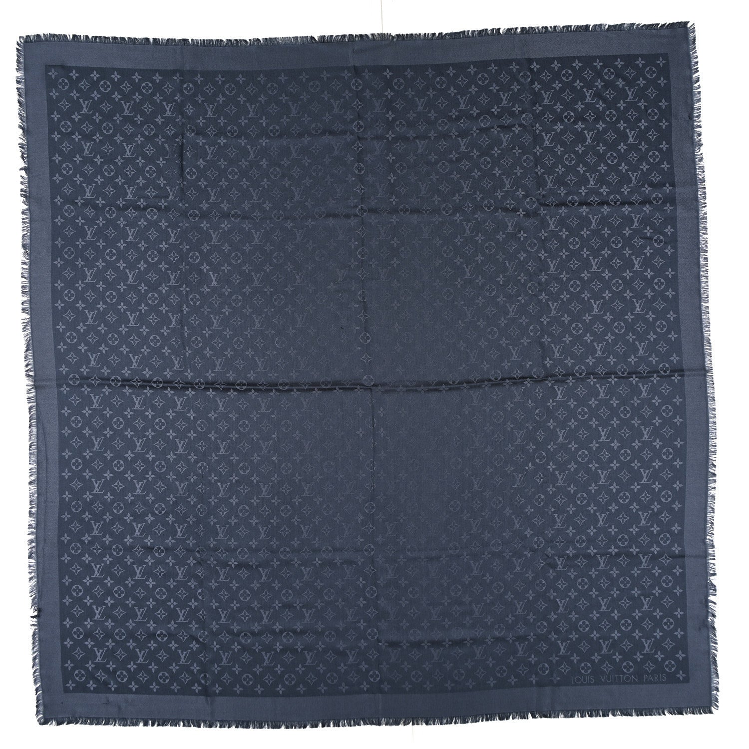 Louis Vuitton Silk Lurex Wool Monogram Shine Shawl Carbone