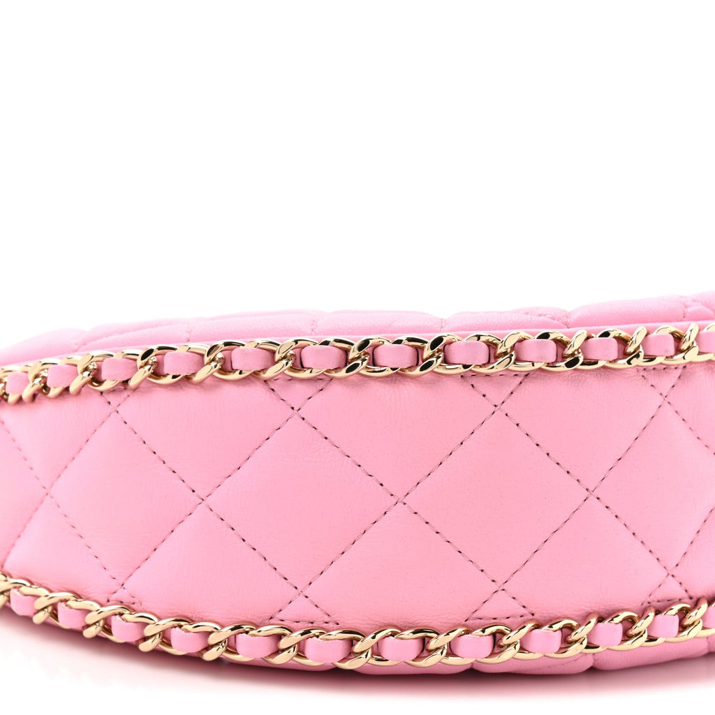 Chanel Lambskin Quilted Small Hobo Bag Pink
