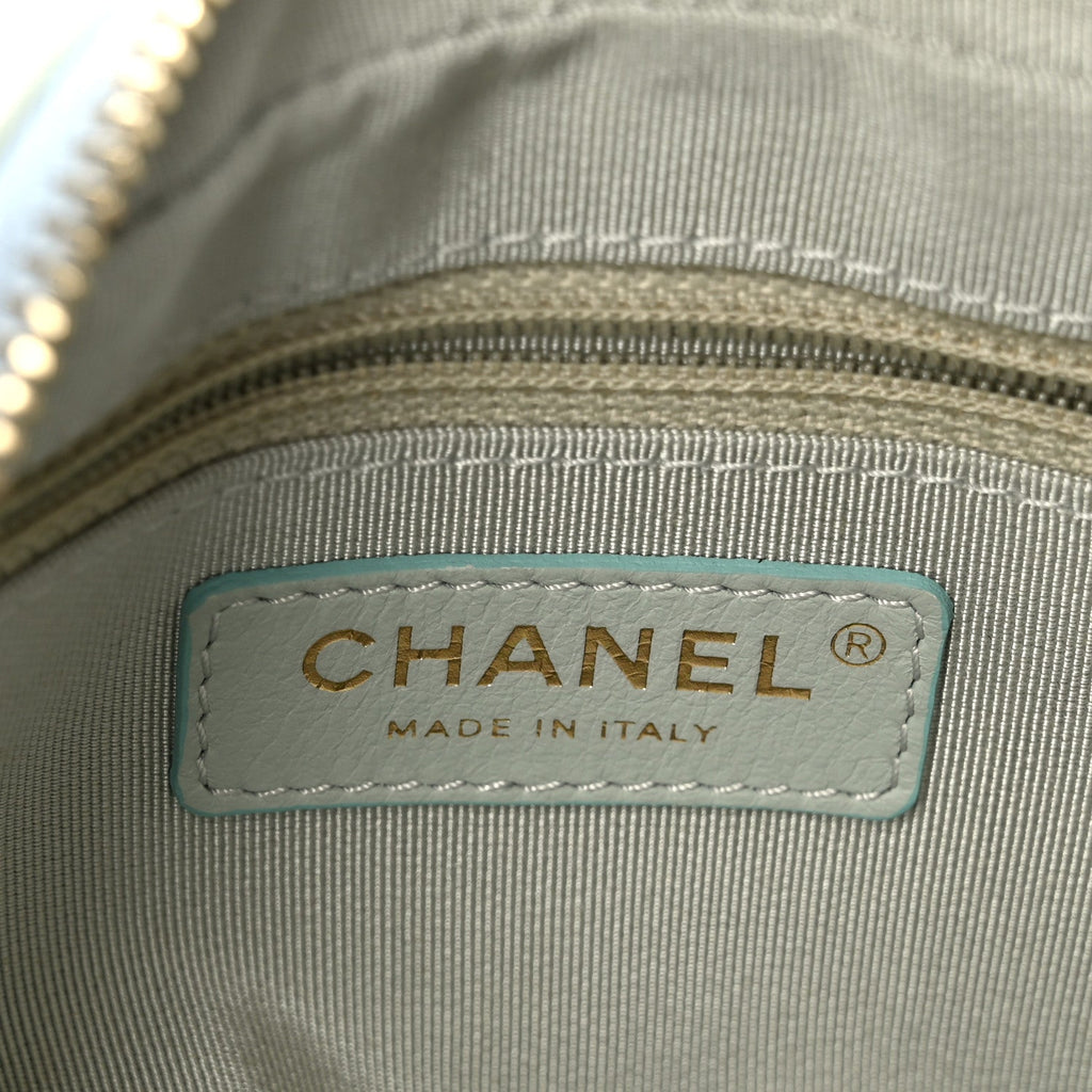 Chanel Goatskin Quilted Tri-Color In & Out Waist Bag Green Blue Pink