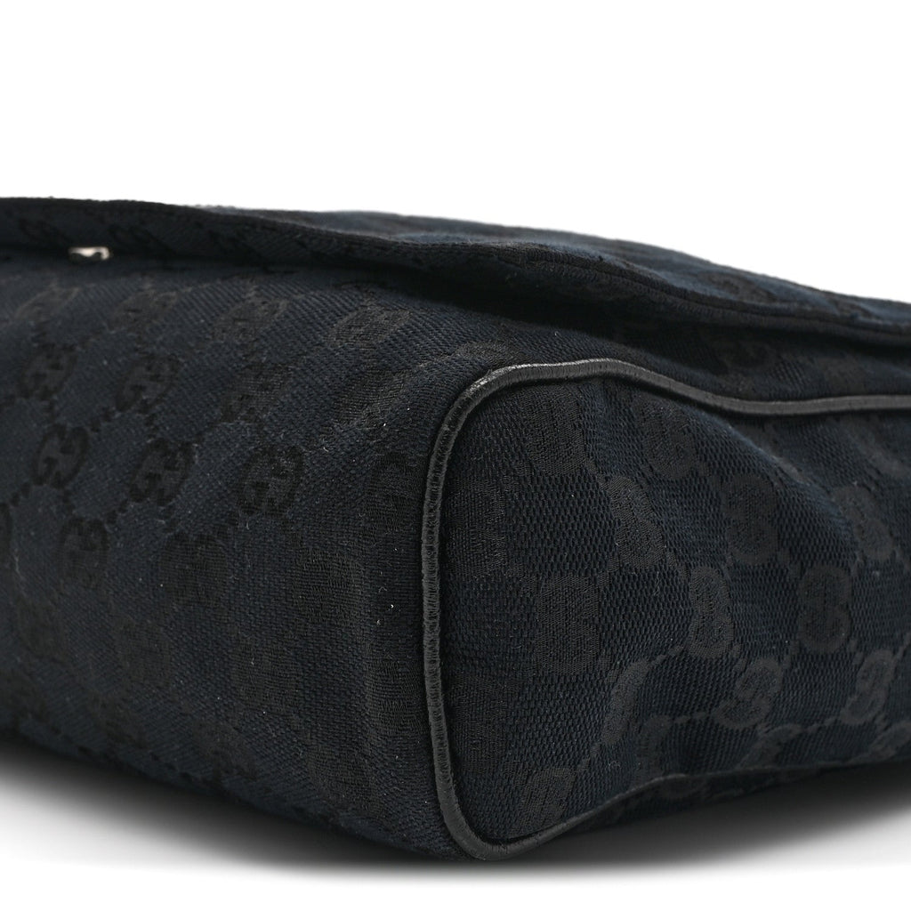 Gucci Monogram Small Flap Messenger Bag Black