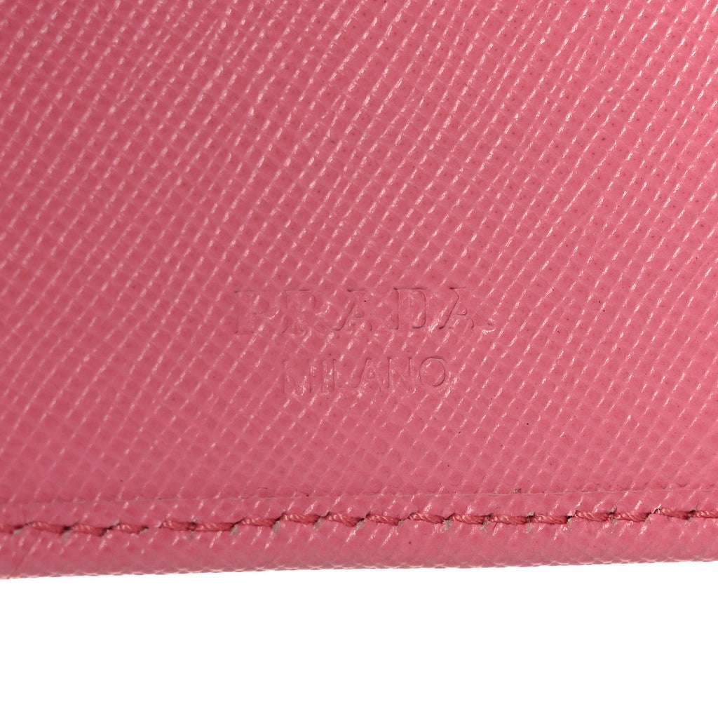 Prada Saffiano Metal Compact Wallet Peonia Petalo