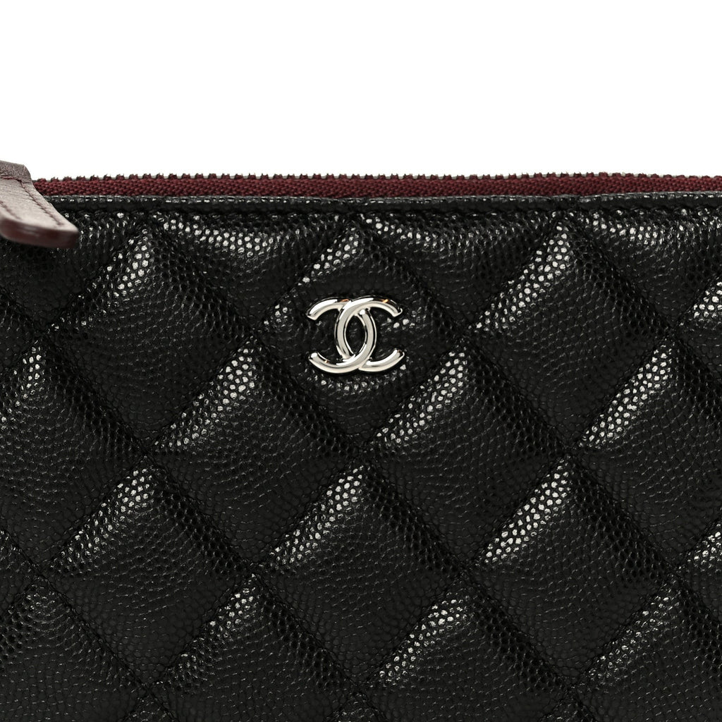 Caviar Quilted Small Cosmetic Case Black