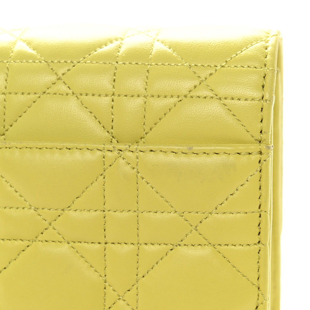 Christian Dior Lambskin Cannage Miss Dior Promenade Pouch Citron