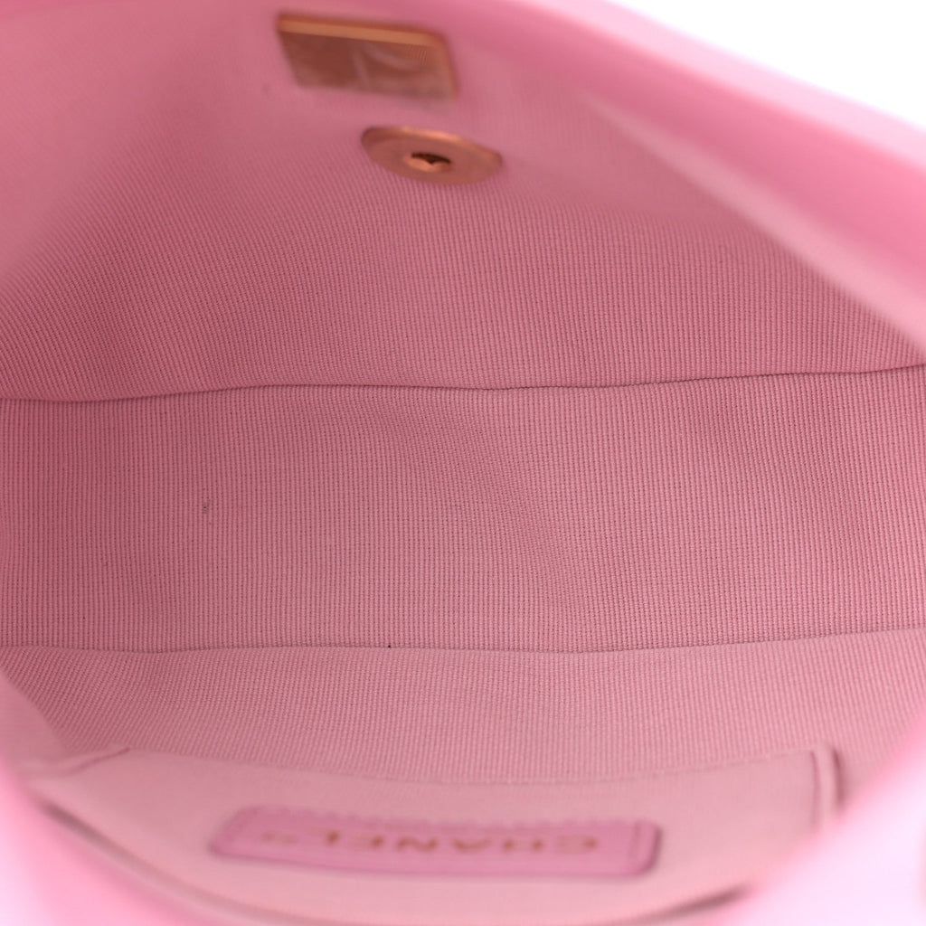 Chanel Lambskin Quilted Mini Lacquered Chain Flap Pink