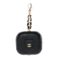 Lambskin Quilted Airpods Pro Case With Chain Black