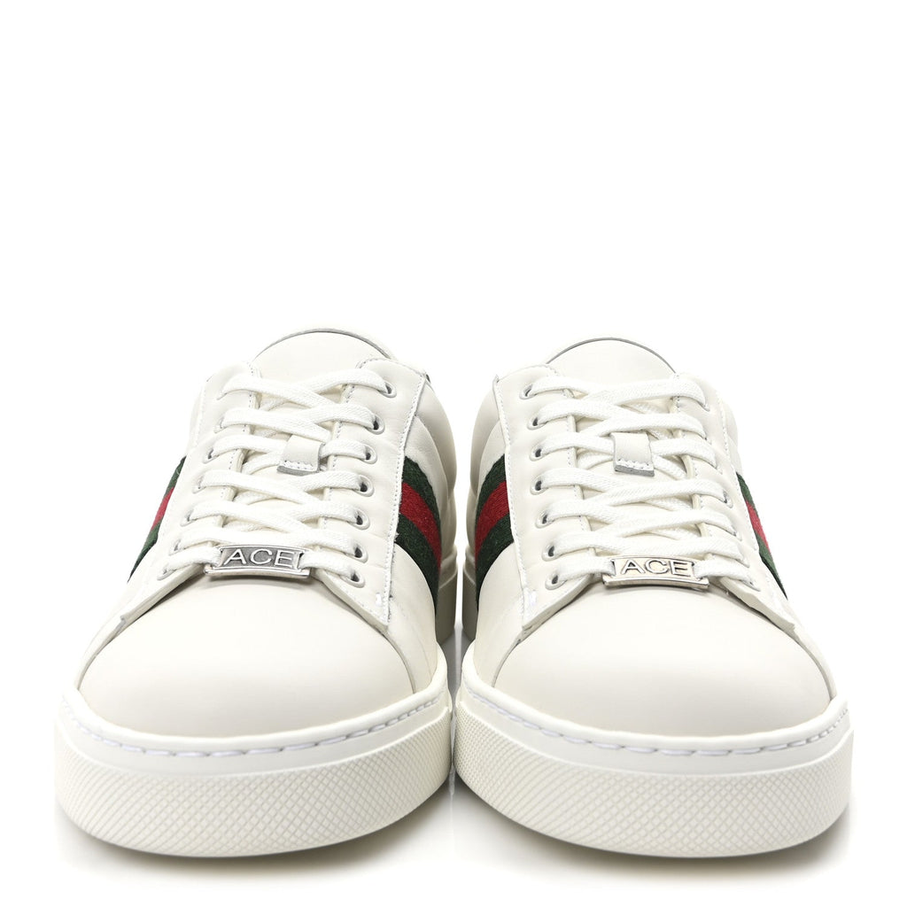 Gucci Calfskin Crocodile Web Womens Ace Sneakers 39.5 White Green