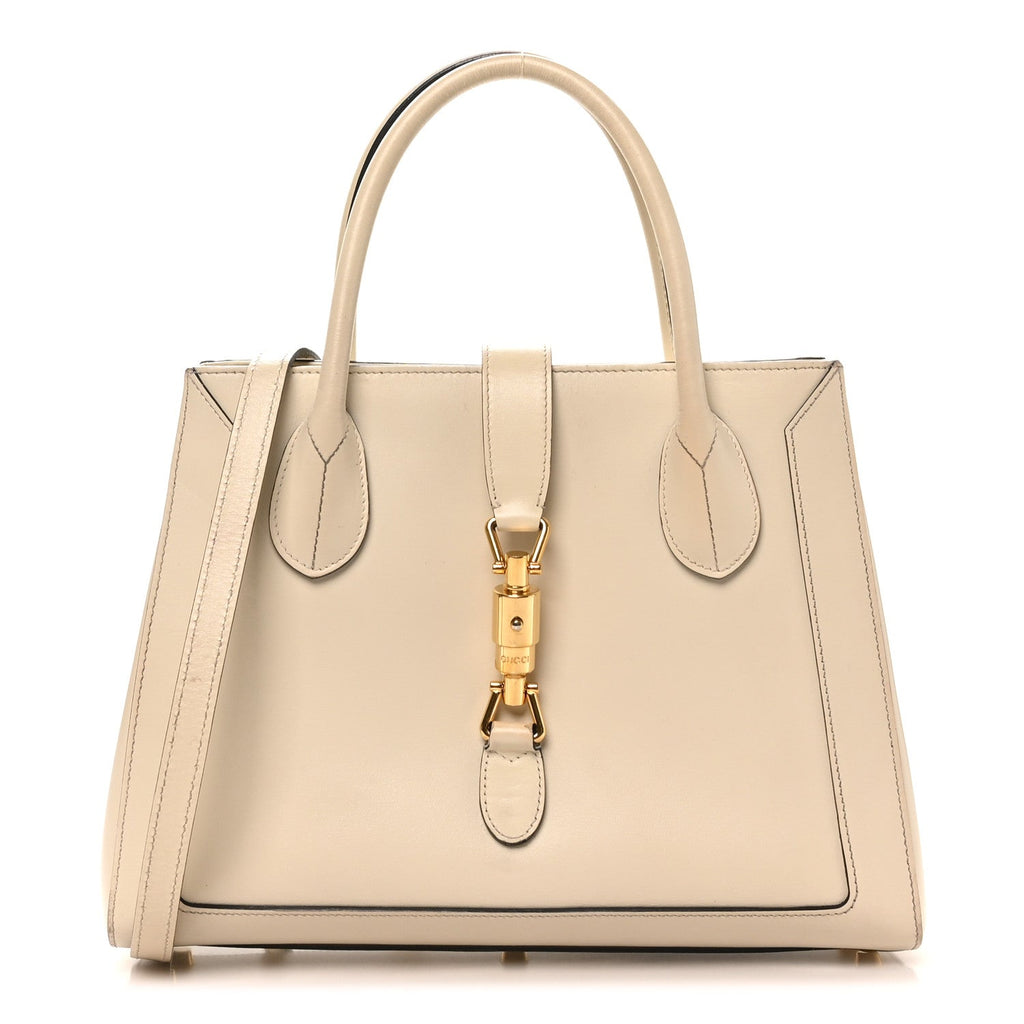 Gucci Boarded Plutone Calfskin Medium Jackie 1961 Tote Mystic White