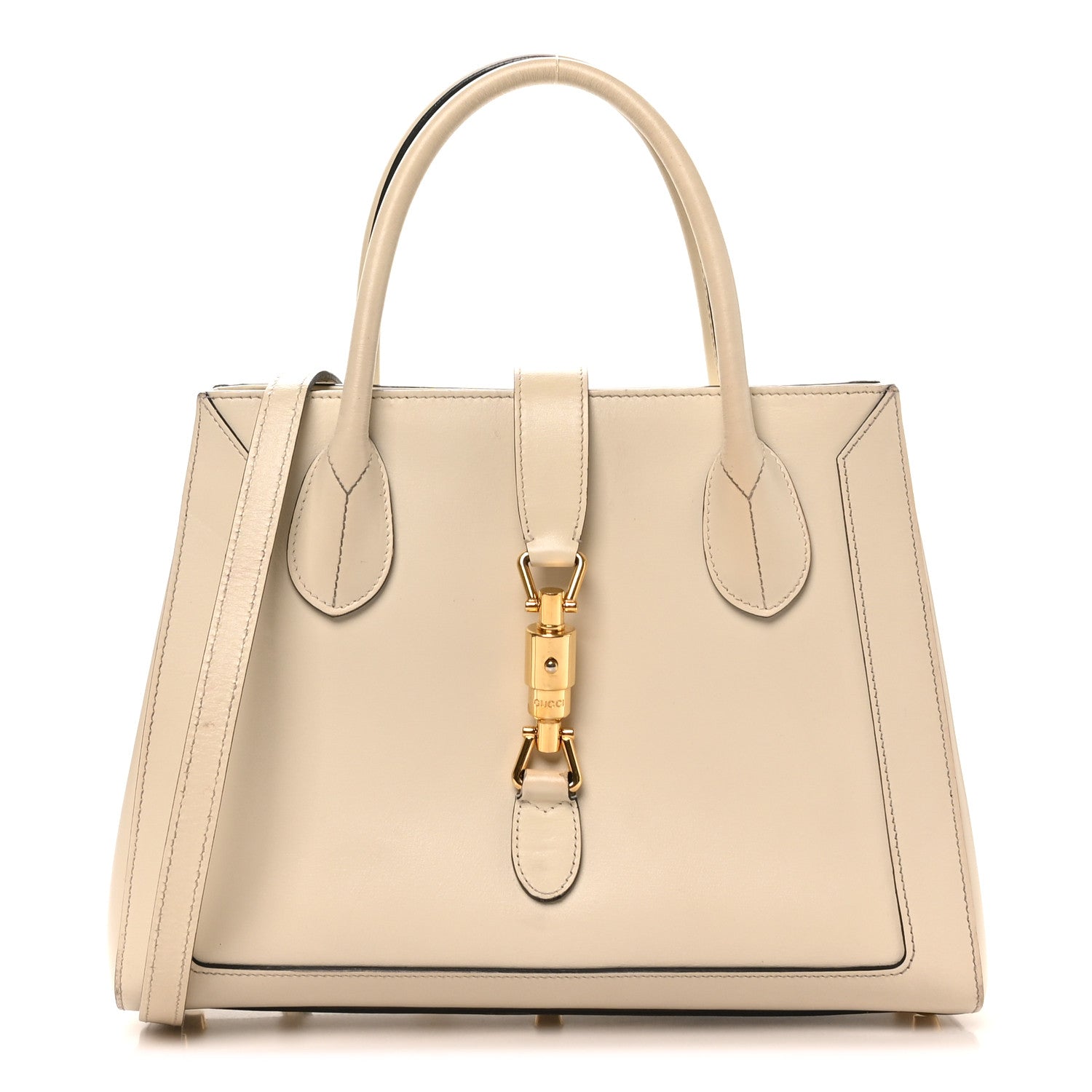 Gucci Boarded Plutone Calfskin Medium Jackie 1961 Tote Mystic White